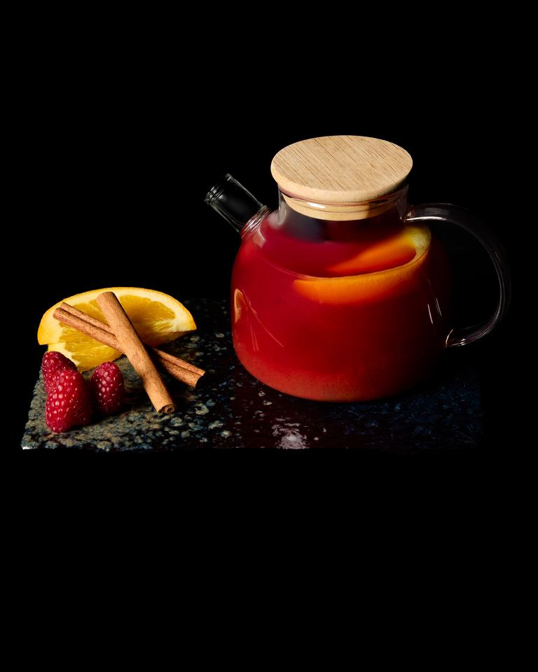 Raspberry Yuzu Tea — deep red raspberry teapot